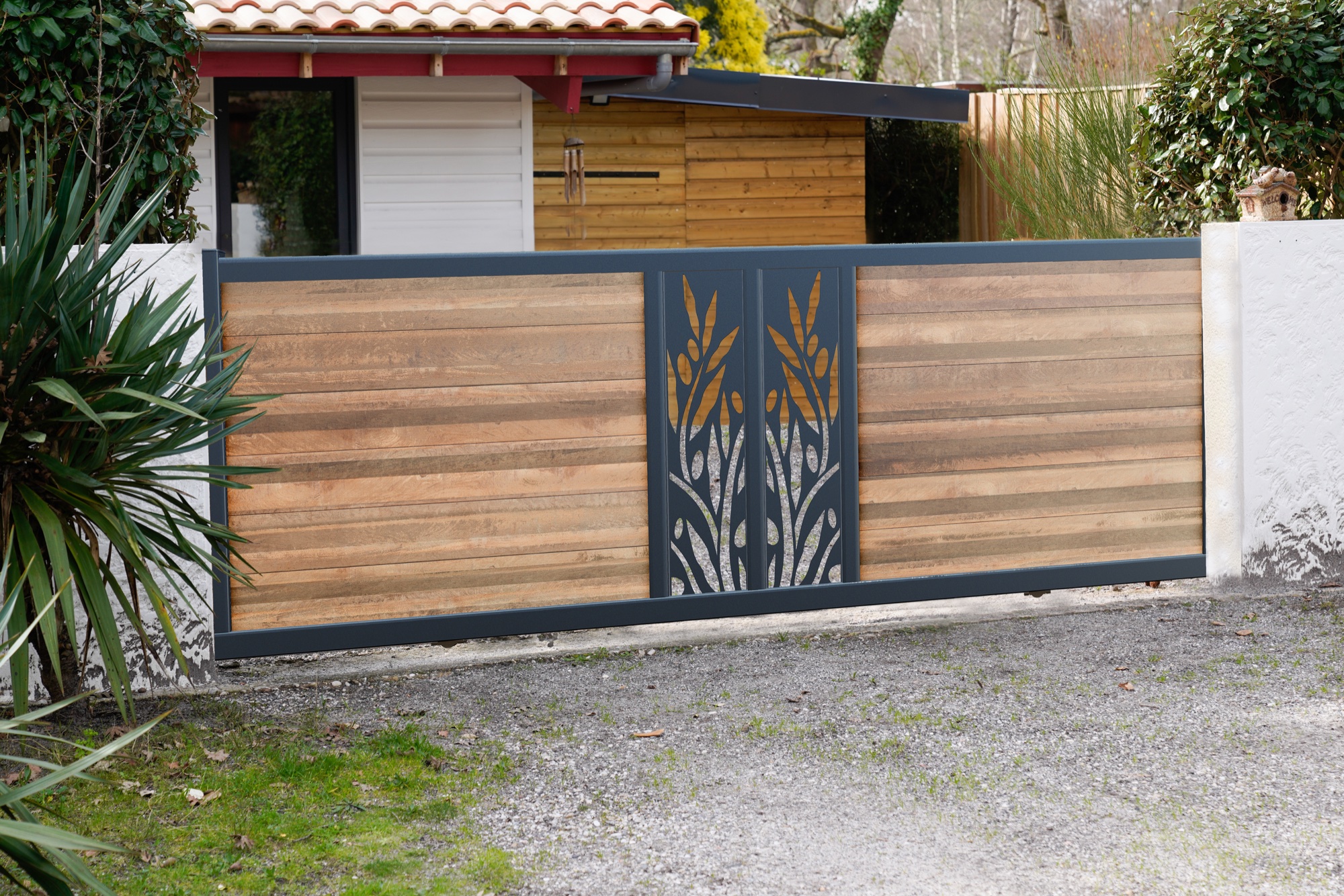 Portail coulissant composite et aluminium décoratif C1 2