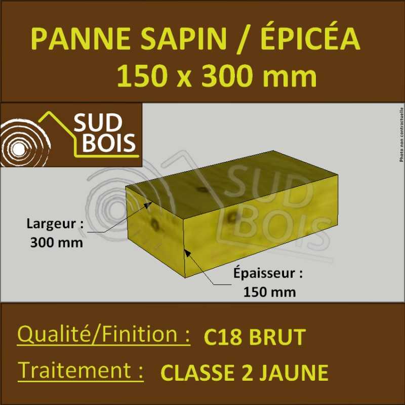 Panne 150x300 Sapin/Épicéa Classe 2 Jaune (à la palette)