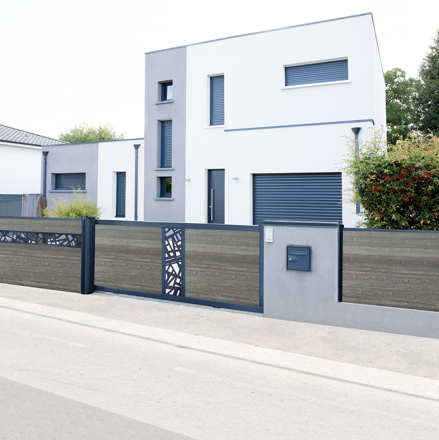 Portail coulissant composite et aluminium décoratif C2 5