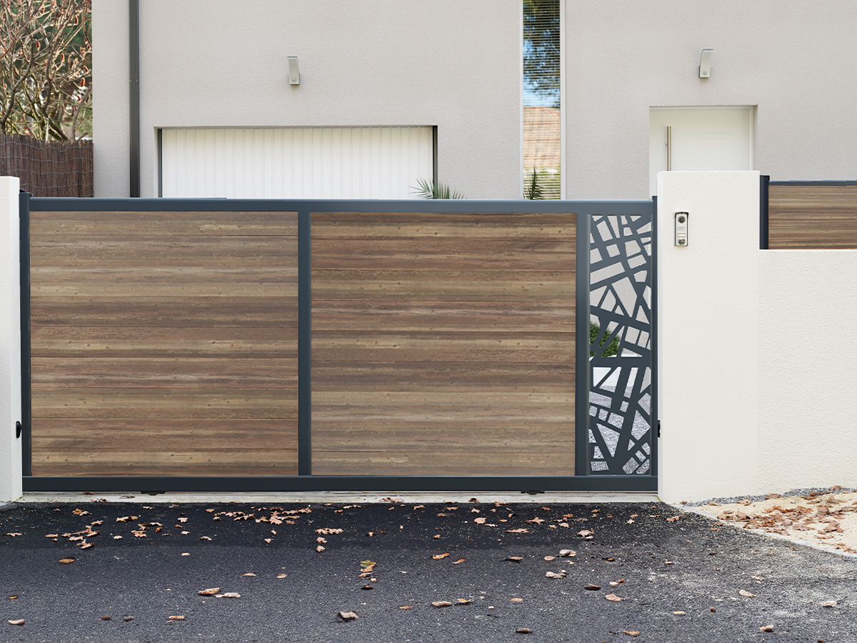Portail coulissant composite et aluminium décoratif C5 3