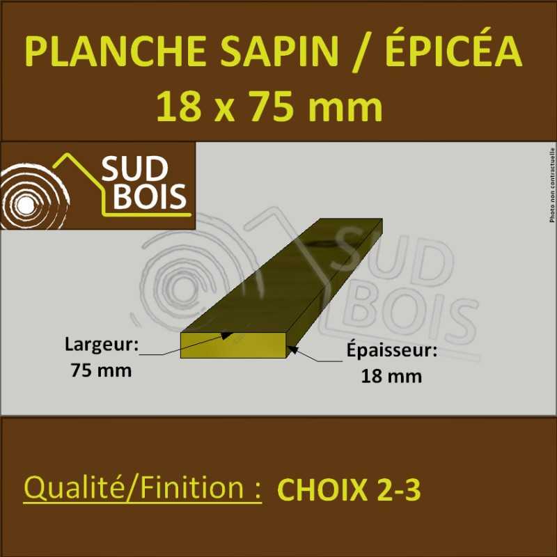 Planche 18x75 Sapin/Épicéa Brut Non Traité (à la palette)