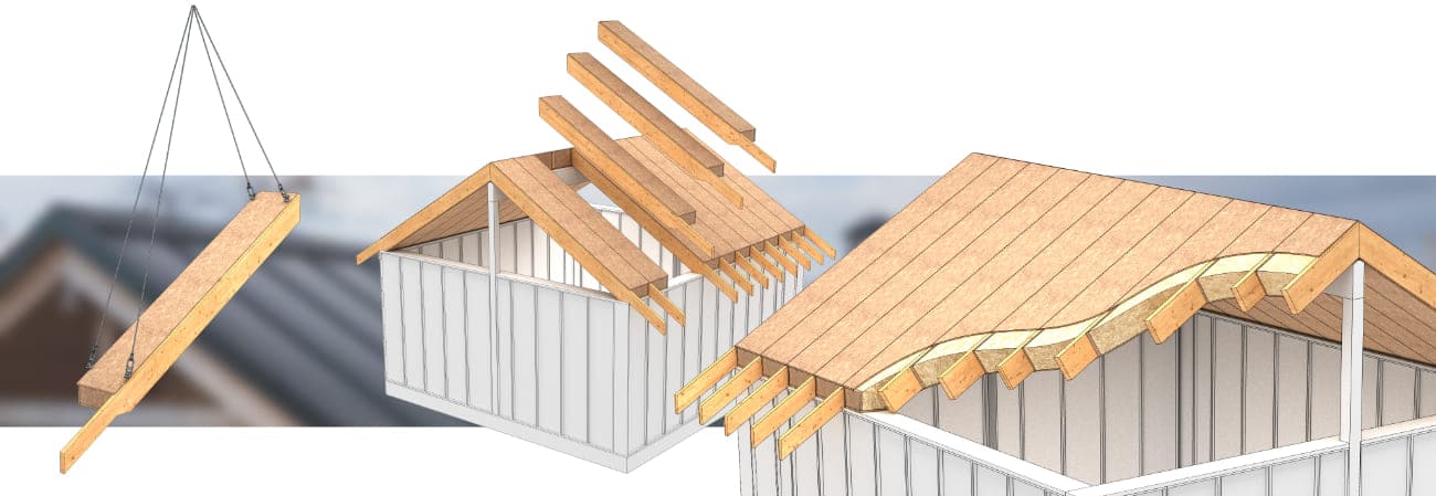 Caisson de toiture chevronné isolé Blokiwood Celeno