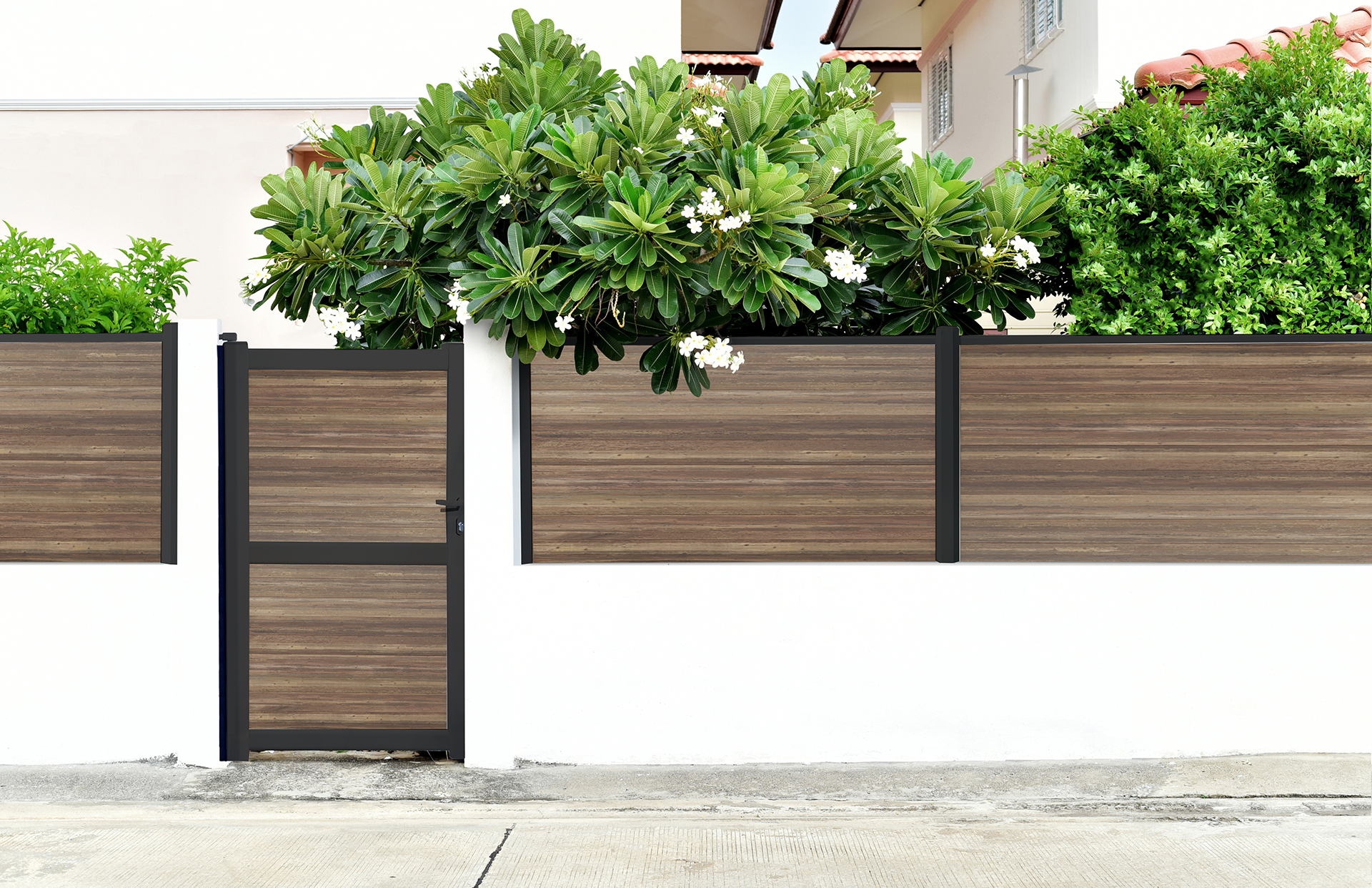 Portillon plein composite et aluminium effet bois Tech.Sture 5