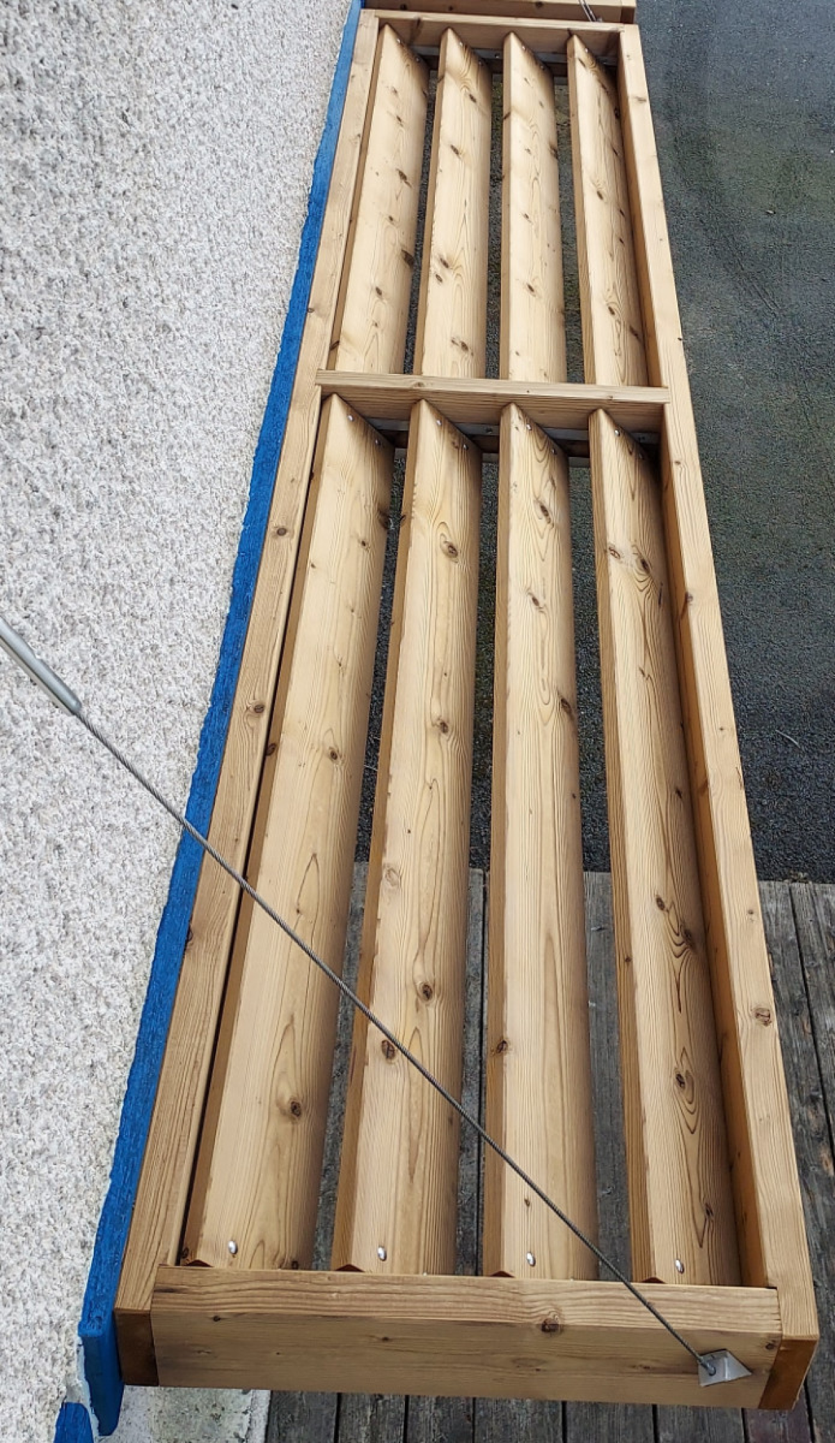 Brise-soleil cadre bois lames biaises 4