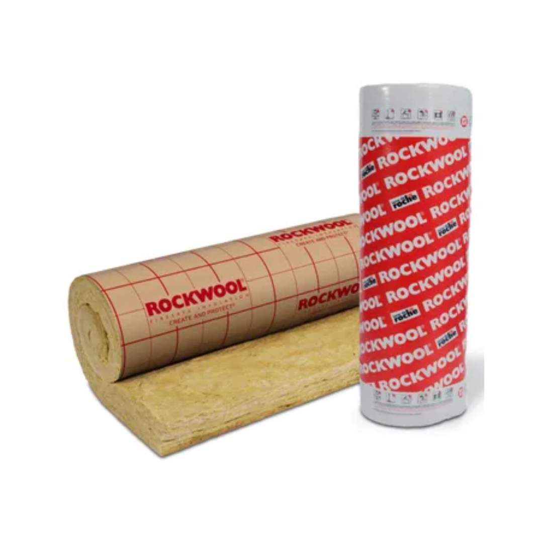 Isolant Roulrock Kraft perforé pour combles perdus - laine de roche - ép. 100 mm - 1,2x5 m - R = 2,5 m².K/W