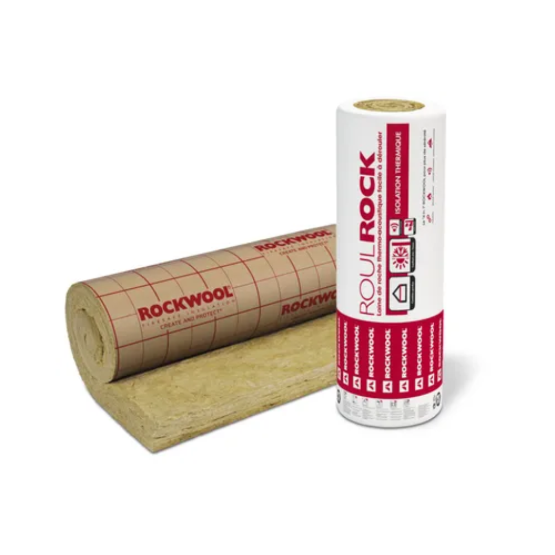 Isolant Roulrock Kraft pour combles perdus - laine de roche - ép. 200 mm - 2,4x1,2 m - R = 5,1 m².K/W