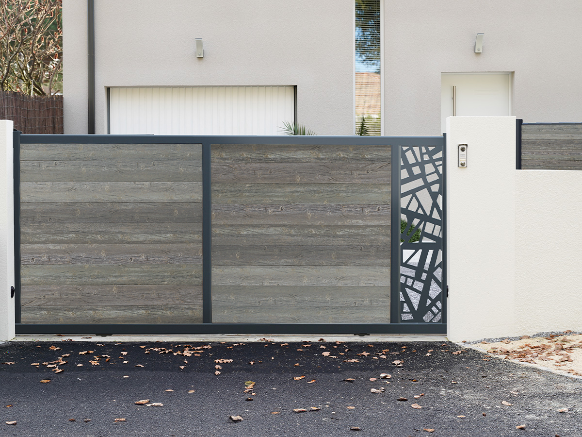 Portail coulissant composite et aluminium décoratif C5 2