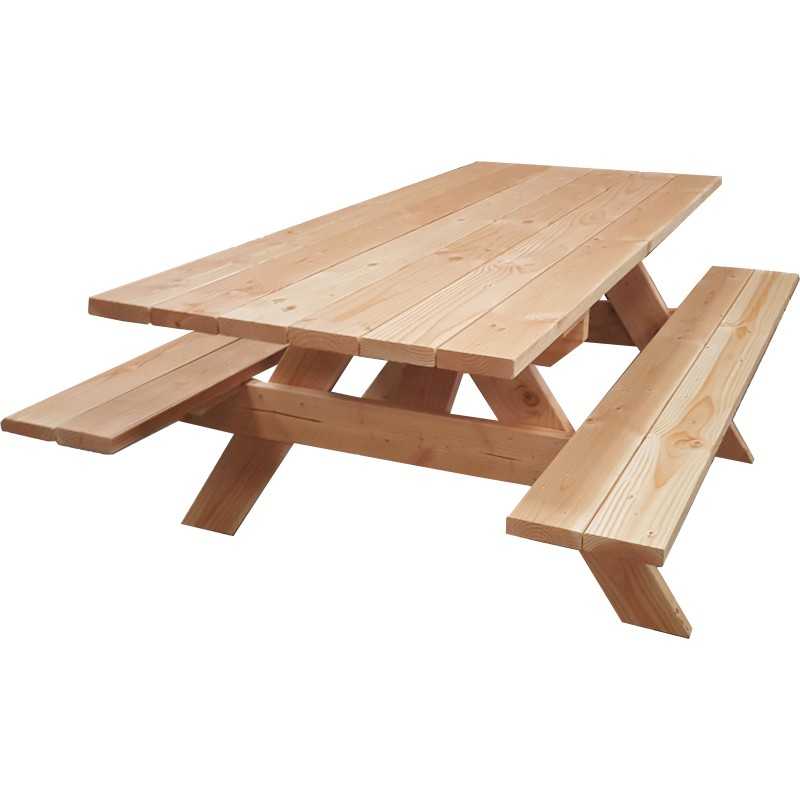 Table Banc de Pique-Nique Bois Douglas 2m 6 personnes