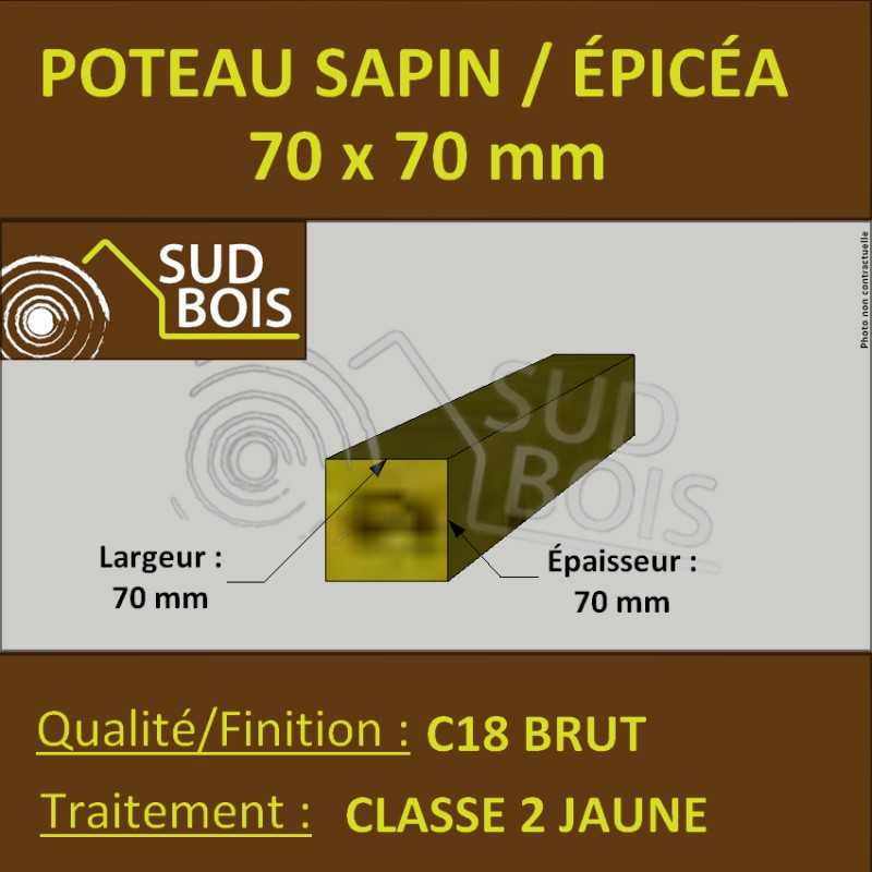 Chevron 70x70 Sapin / Épicéa Classe 2 Jaune (à la palette)