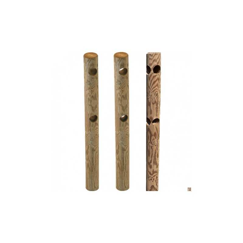 Poteau Bois Pin ø 140 mm percé en ø 80 mm pour Clôture