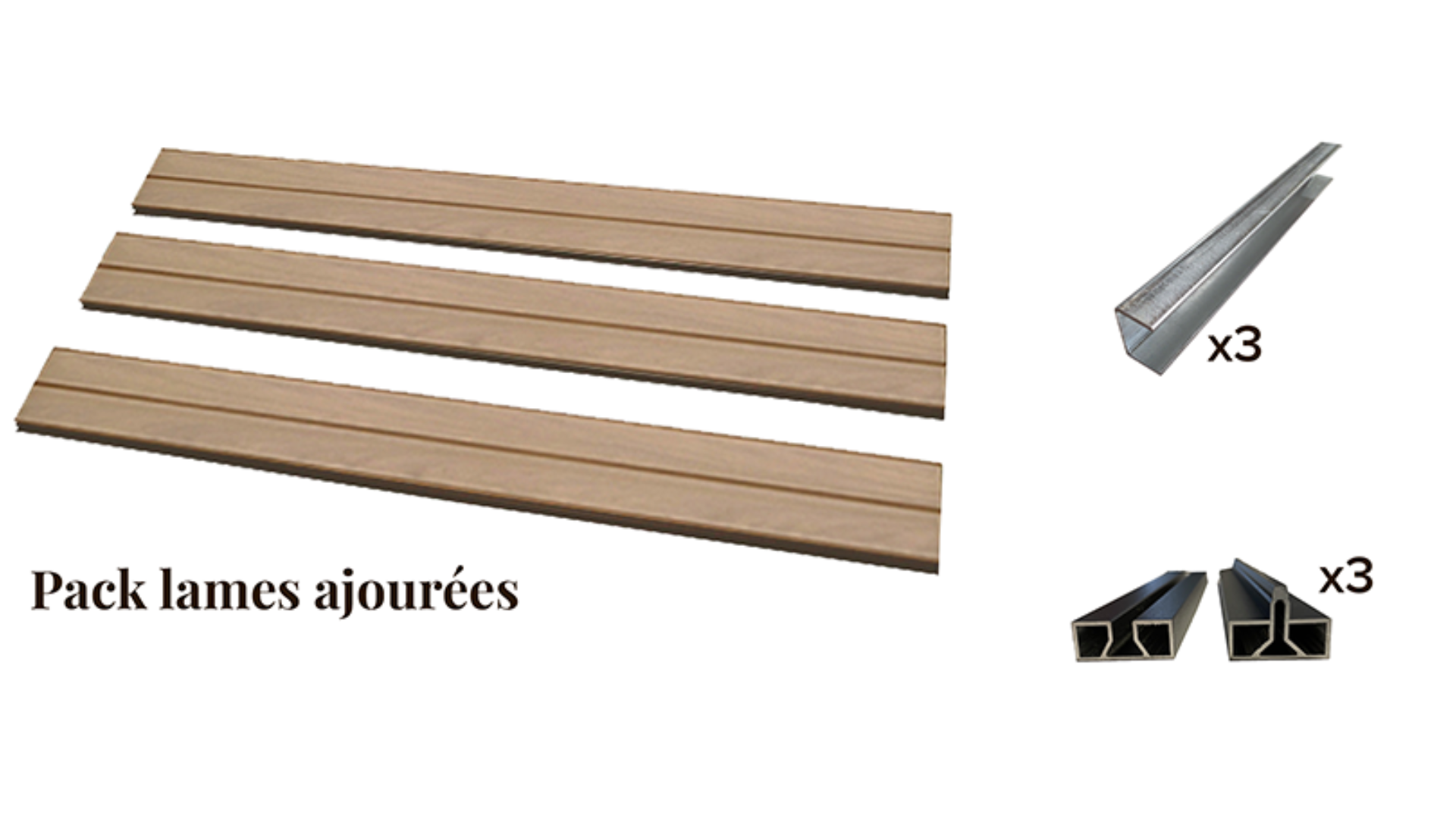 Clôture Pack 3 Lames ajourées Océwood® Boréale Original